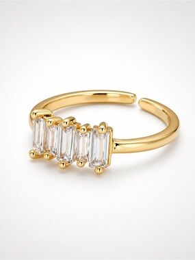 16K Gold Filled Baguette Teardrop Ring (3308)